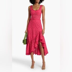 Charo Ruiz Pink Eyelet Ruffled Maxi Dress